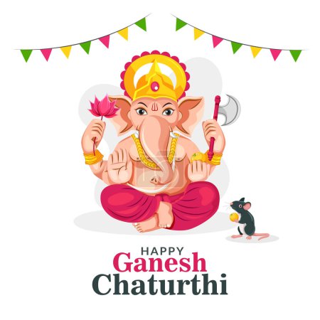 Happy Ganesh Chaturthi concept banner design template