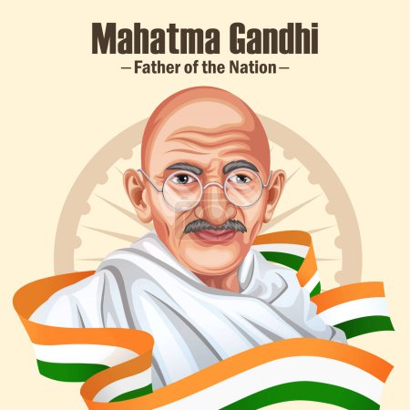 Illustration for Nation Hero and Freedom Fighter Mahatma Gandhi, popularly known as Bapu for 2nd October Gandhi Jayanti - Royalty Free Image