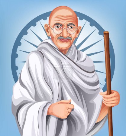 Illustration for India background with National hero and Freedom Fighter Mahatma Gandhi for Gandhi Jayanti celebration - Royalty Free Image
