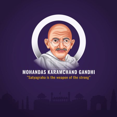 Illustration for Celebrating the Happy Gandhi Jayanti 2nd October post design template - Royalty Free Image
