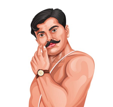 Ilustración de Luchador por la libertad Chandra Shekhar Azad vector ilustración, el héroe nacional de la India - Imagen libre de derechos