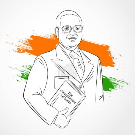 Téléchargez les illustrations : Modèle Conception de bannière pour le jour de la constitution heureuse Samvidhan Divas of India, 26 novembre. Dr. Bhimrao Ambedkar line art - en licence libre de droit