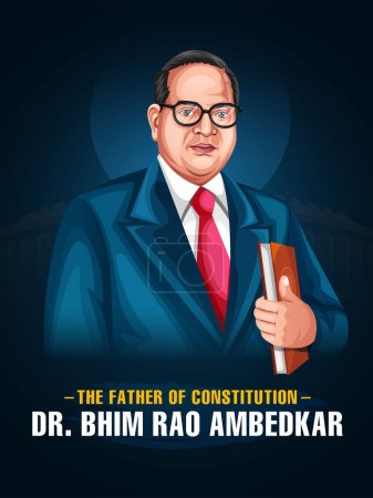 Illustration for Dr. Bhimrao Ambedkar. B. R. Ambedkar Jayanti Indian Babasaheb Day celebration vector Illustration poster design. Saluting celebrating. - Royalty Free Image
