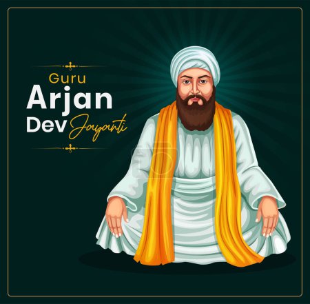 Illustration for Creative printable poster for the fifth Sikh Guru- Guru Arjan Dev Jayanti festival of Sikh. - Royalty Free Image