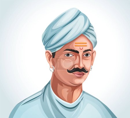 Illustration for Vector Illustration of Revolutionary Hero Mangal Pandey, who was a soldier and freedom fighter. EPS 10 editable vector - Royalty Free Image