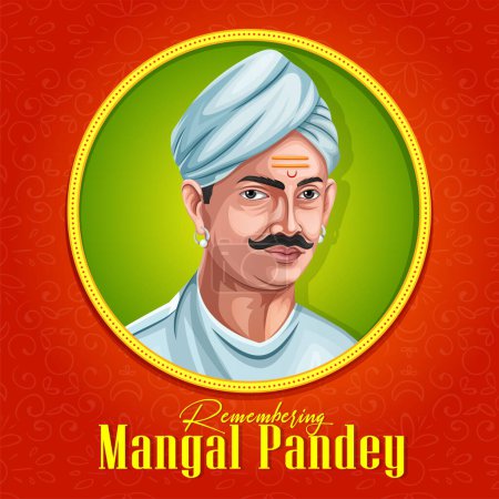 Illustration for Revolutionary Hero: Depiction of Mangal Pandey, a Catalyst of India's Struggle for Independence. Social media banner template design - Royalty Free Image