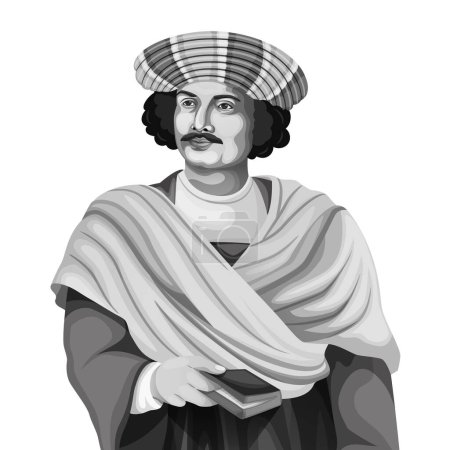 Illustration for Portrait of Raja Ram Mohan Roy an Indian reformer, Jayanti celebration illustration EPS 10. Editable vector. - Royalty Free Image