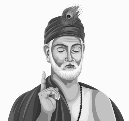 Illustration for Sant Kabir Das Jayanti, Sant Kabir Das a famous 15th-century poet and mystic saint of India - Royalty Free Image