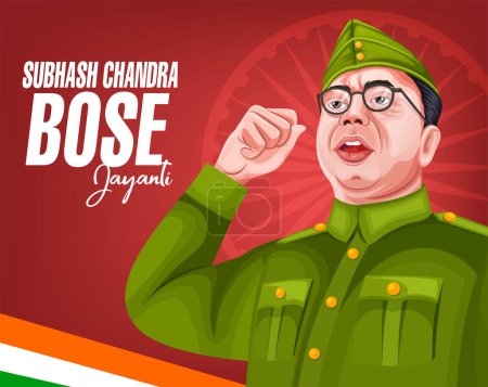 Typographie de Netaji Subhas Chandra Bose Jayanti. Combattant de la liberté et héros national de l'Inde Netaji Subhash Chandra Bose. Parakram Divas, Célébration de la Journée de l'Armée de l'Inde, Illustration d'affiche modifiable