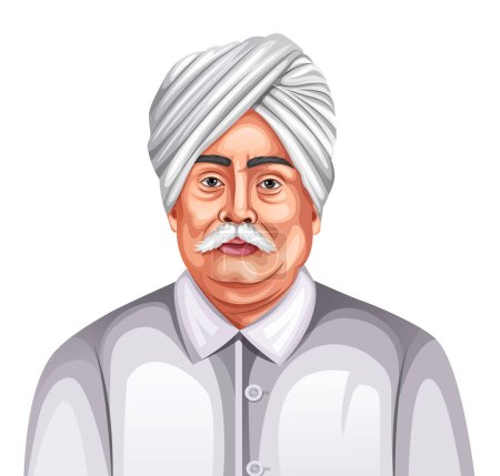 Illustration for Lala Lajpat Rai freedom fighter, and activist of India. He was popularly known as Punjab Kesari - Royalty Free Image