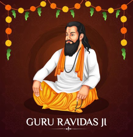 Illustration for Vector illustration of Guru Ravidas Jayanti editable post-design template. Guru Ravidas a famous 15th to 16th-century poet, saint, and philosopher of India - Royalty Free Image