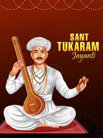 Sant Tukaram Maharaj un célèbre poète marathi du XVIIe siècle, saint et philosophe de l'Inde modèle de conception d'affiche