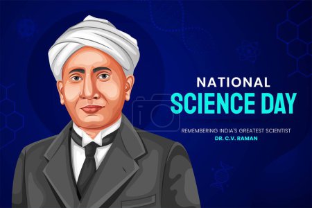 Illustration for C. V. Raman Vector illustration. Indian National Science Day celebration, banner with lab equipment background template - Royalty Free Image