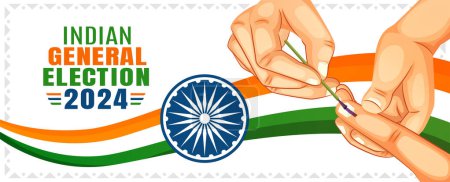 Indian election banner with India flag color graphic elements background. National Voters Day of India. General Election and Social Poll Campaign