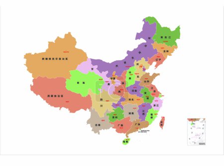 Illustration for Contour vector electronic map of China and provinces - Royalty Free Image