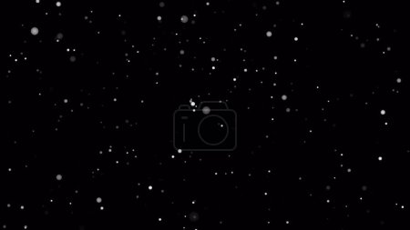 Texture tempête de neige. Bokeh lumières sur fond noir, plan de flocons de neige volants dans l'air
