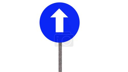 Foto de Collection of blue road signs isolated on white background. Road traffic control. - Imagen libre de derechos