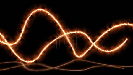 Téléchargez les photos : Abstrait lumineux Orange lignes lumière énergie électrique magique avec des réflexions. abstrait effet de feu Lignes fluo fond. - en image libre de droit
