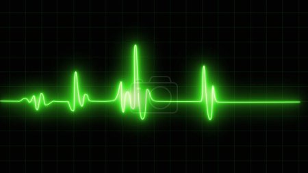 Téléchargez les photos : Le graphique de moniteur EKG pour thème médical. Rayonnant ligne de battement de cœur numérique réfléchissant sur l'écran. Dessin numérique informatique. Cardiofréquence cardiofréquence moniteur hôpital médical. - en image libre de droit
