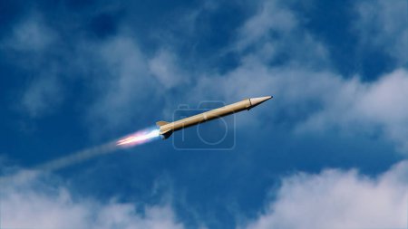 Foto de Misil de vasija de largo alcance volando, 3d render - Imagen libre de derechos
