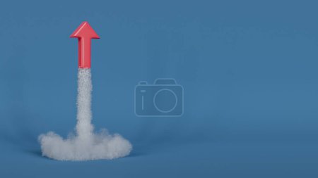 Foto de Flecha Roja Arrodillándose hacia el Éxito, Camino hacia el Logro, Lanzado a New Heights, 3D render - Imagen libre de derechos