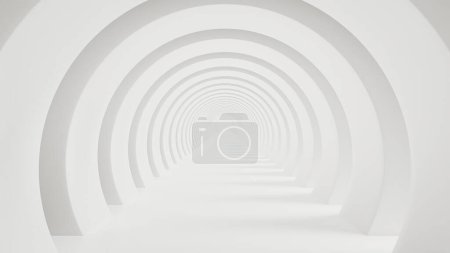 Téléchargez les photos : Tunnel à arc rond hypnotique - Un jeu de lumière, d'ombres et de géométrie Arrière-plan 3D, rendu 3D - en image libre de droit