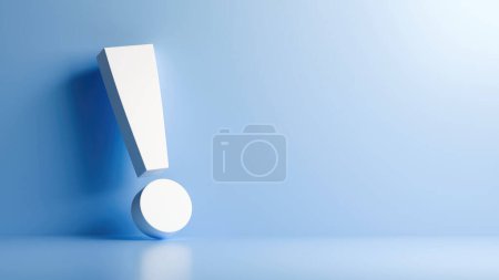 Photo for Large 3D Exclamation Mark, Light and Shadow, Attention, Warning, Important with Copy Space, 3D render - Royalty Free Image