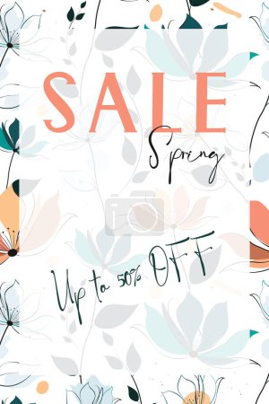 Spring sale banner design, up to 50% off.