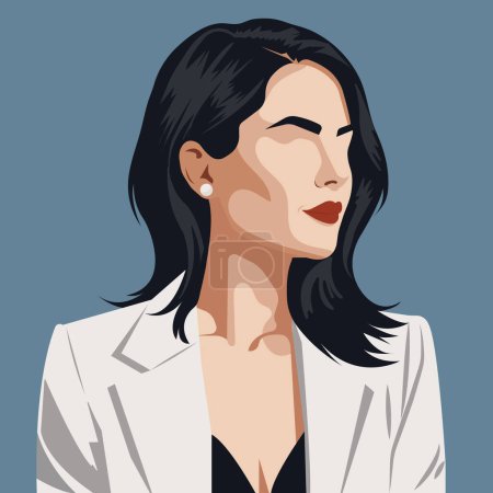 Vector flat faceless portrait of a beautiful young woman in stylish clothes. Modern woman boss.