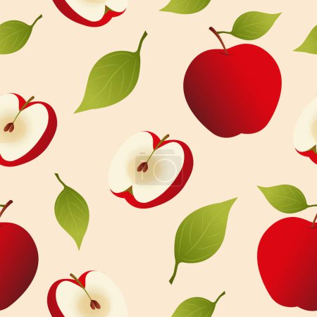 Vektor nahtloses Muster mit roten Äpfeln.