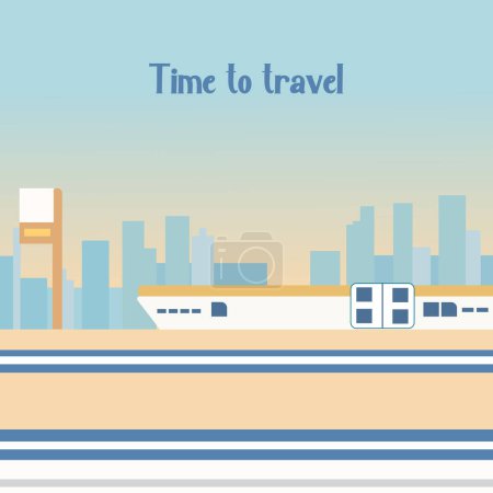 Paysage estival vectoriel de la côte de la mer. Poster design temps pour voyager.