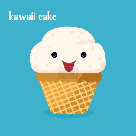 Illustration for Vector flat illustration of a cute little pie in kawaii style. - Royalty Free Image