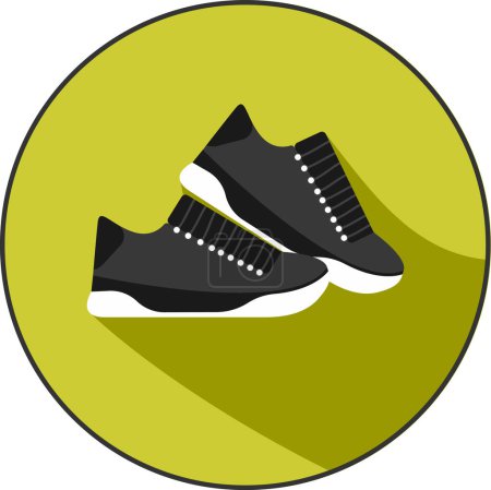 Téléchargez les illustrations : Icône Chaussures - Ceci est une icône plate d'une paire de chaussures. Il s'agit d'un design simple, mais élégant qui serait parfait pour une variété d'utilisations, y compris la conception de sites Web, le développement d'applications et les matériaux d'impression. L'icône est disponible en format JPG et eps - en licence libre de droit