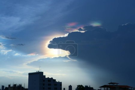 Photo for Iridescent pileus cloud, rainbow cloud - Royalty Free Image