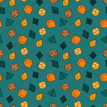 Photo for Pattern of D 4, 6, 8, 10, 12 and 20 dice for board games. Seamless. For table mat. Dice for playing dnd. - Royalty Free Image
