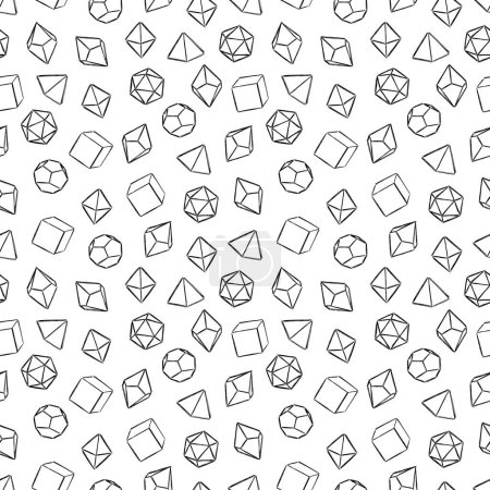 Illustration for Pattern of D 4, 6, 8, 10, 12 and 20 dice for board games. Seamless. For table mat. - Royalty Free Image