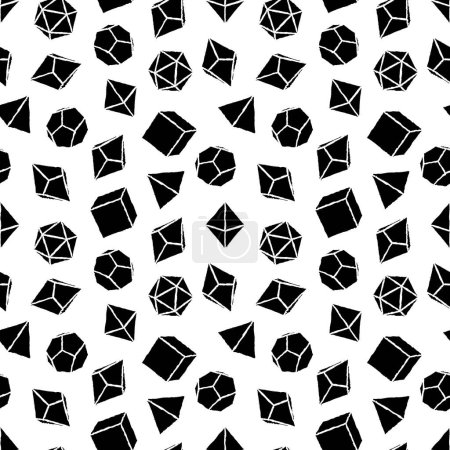 Illustration for Pattern of D 4, 6, 8, 10, 12 and 20 dice for board games. Seamless. For table mat. - Royalty Free Image