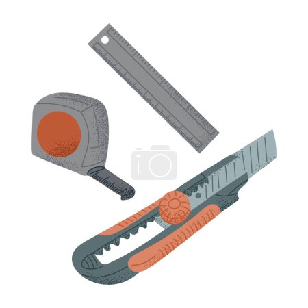 Set of hand drawn tools for repairing. Prolongation of lifetime concept. Vector flat colored items for maintain of home isolated on white background. Sustainability and upgrade concept