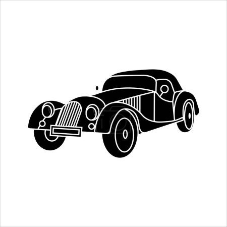 Illustration for Vector of black and white retro car - Royalty Free Image
