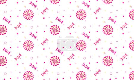 Téléchargez les illustrations : Candy pattern est une combinaison joyeuse et lumineuse de bonbons roses et juteux sur le fond. Ce design ludique crée une atmosphère de célébration et de joie, tandis que ses couleurs vives et ses formes variées rappellent des moments amusants et un plaidoyer doux - en licence libre de droit