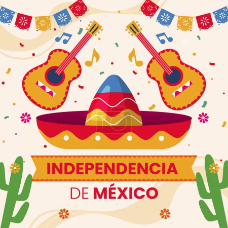 Téléchargez les illustrations : Flat illustration for mexico independence celebration Vector illustration. - en licence libre de droit