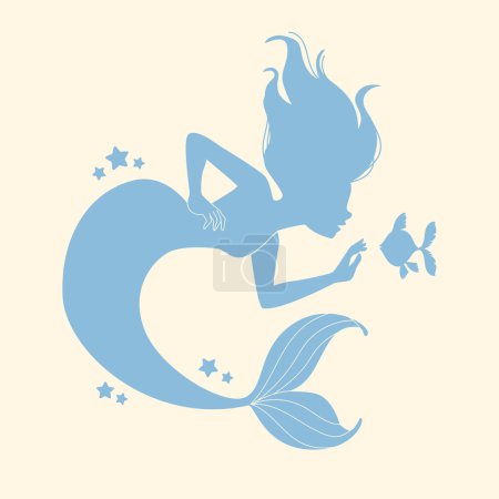 Illustration for Flat design mermaid silhouette Vector illustration - Royalty Free Image