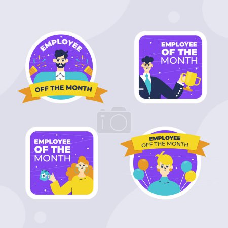 Illustration for Flat design employee month badges Vector illustration - Royalty Free Image