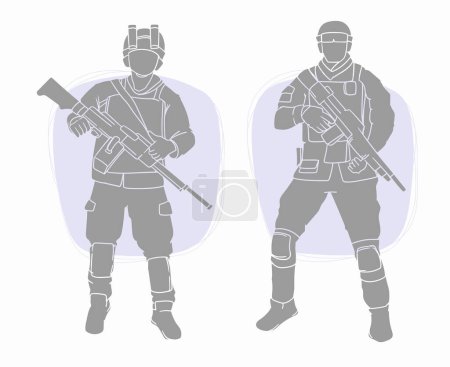 Illustration for Hand drawn soldier silhouette Vector illustration - Royalty Free Image