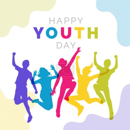 Illustration for Jumping people silhouettes youth day Vector illustration - Royalty Free Image