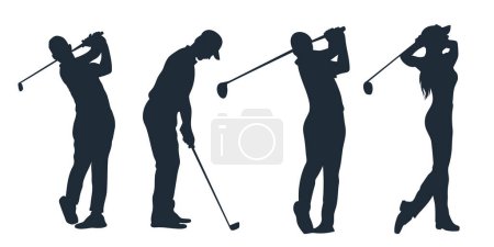 Téléchargez les illustrations : Illustration vectorielle de silhouette de golfeur dessinée à la main - en licence libre de droit