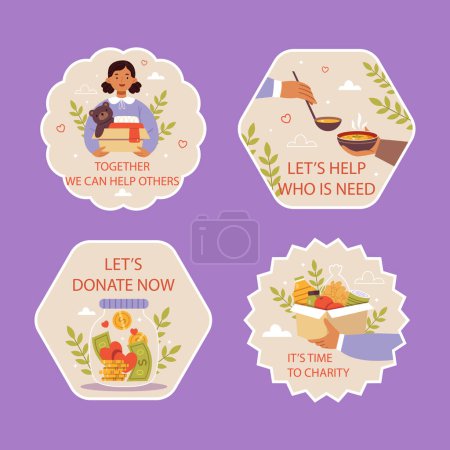 Illustration for Fundraising Event Labels Template Isolated On White Background. Vector Illustration In Flat Style - Royalty Free Image