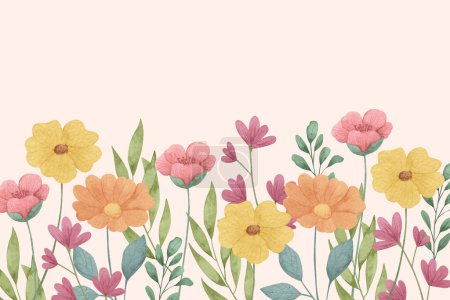 Ilustración de Un arreglo creativo de flores y hojas de colores sobre un fondo blanco, mostrando la belleza de la naturaleza a través de técnicas artísticas de arreglo de flores - Imagen libre de derechos