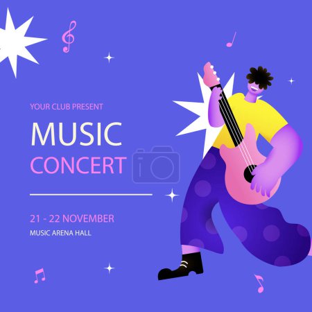 Experience the mesmerizing sound of a musician performing on an electric blue guitar at our music concert. Dont miss this unforgettable entertainment