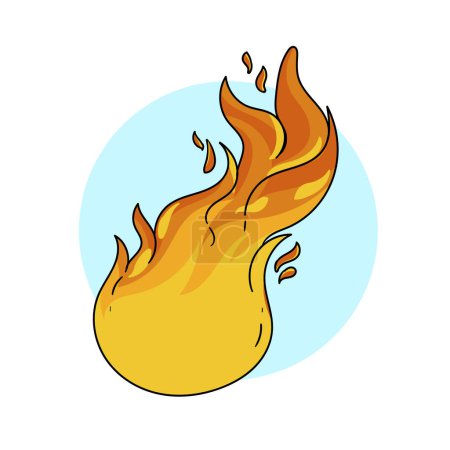 Illustration artistique d'une boule de feu ardente avec des flammes peintes en peinture d'art liquide bleu électrique. Ce graphique dynamique est parfait pour un design audacieux ou une police en gras